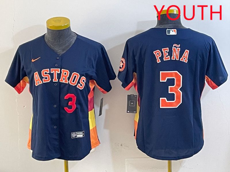 Youth Houston Astros #3 Pena Blue City Edition 2025 Nike MLB Jersey style 2->youth mlb jersey->Youth Jersey
